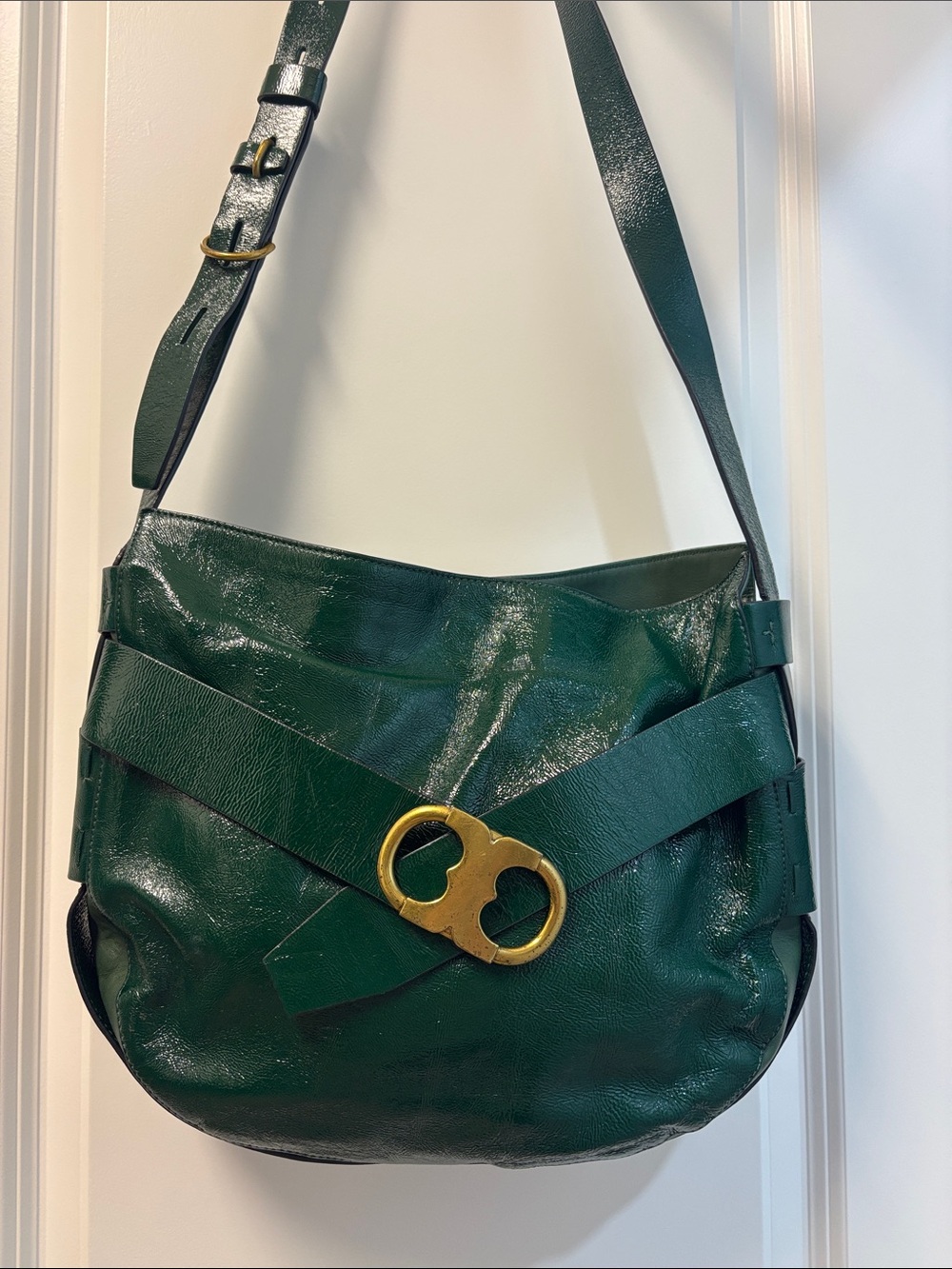 Tory Burch Gemini Link Green Patent Leather Crossbody Bag (circa 2016)